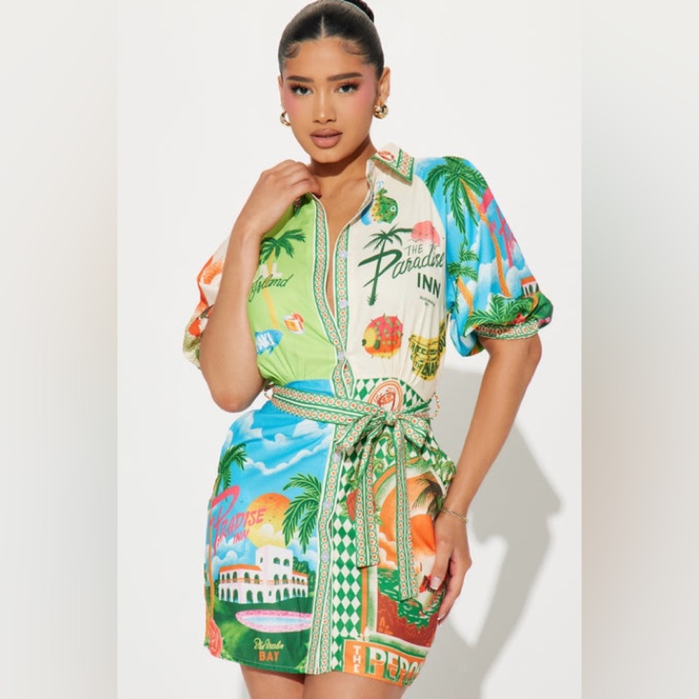 Colorful Graphic Print Dress